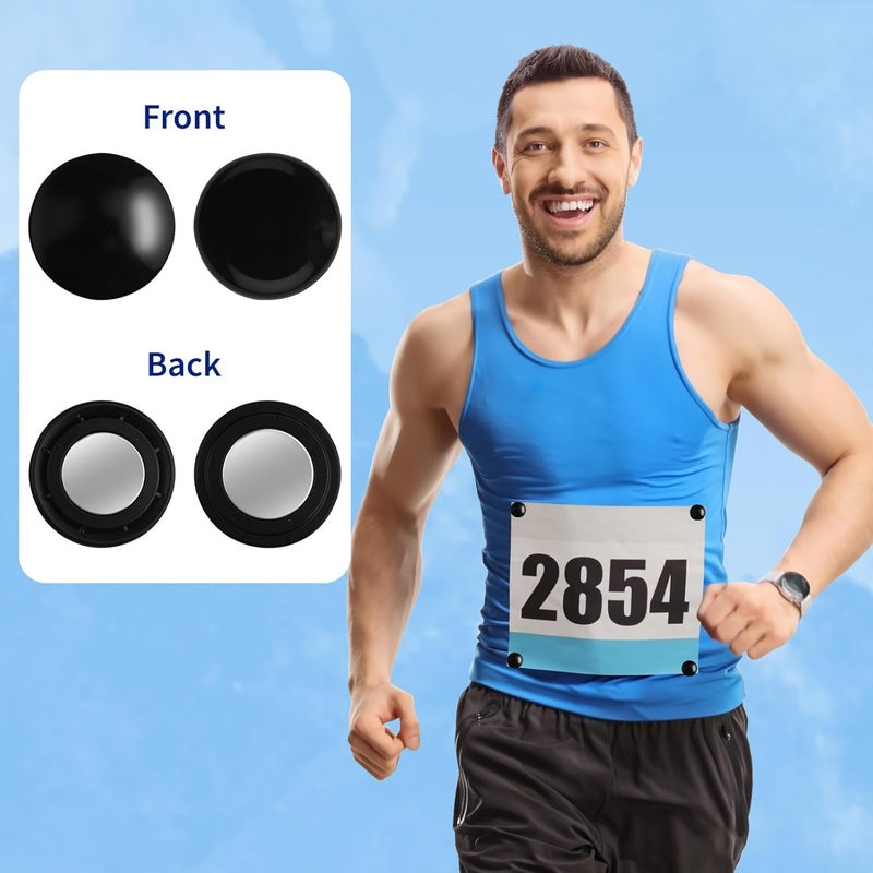 Notoke 8Pcs/4 Pairs Race Bib Clips Marathon Running Bib Clips for Runners Race Bib Holders Magnets Reusable Bib Fixing Fastener Clip Race Number Buckle for Runners Field Run Supplies - Image 3